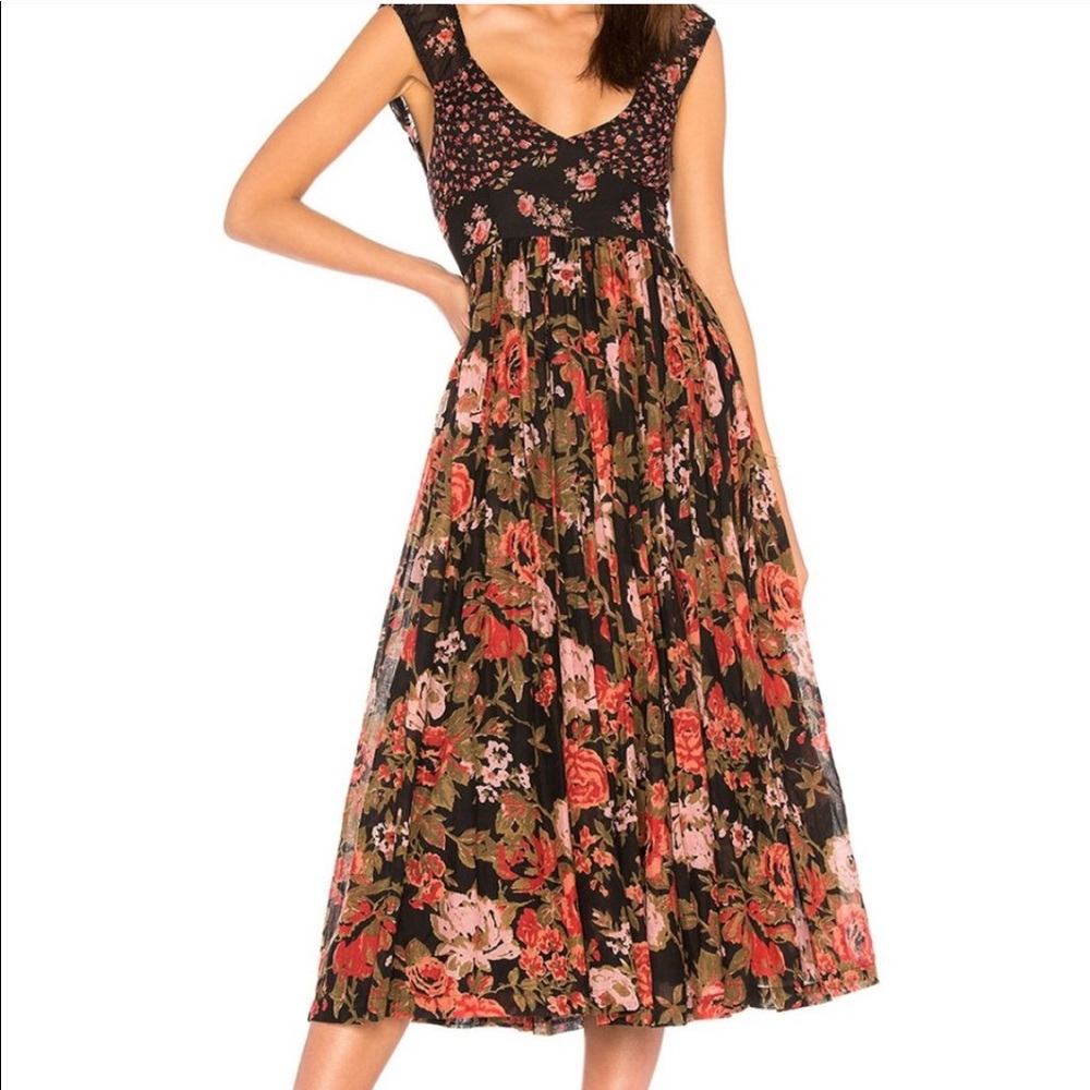Free People Love You Midi Dress Smocked Floral